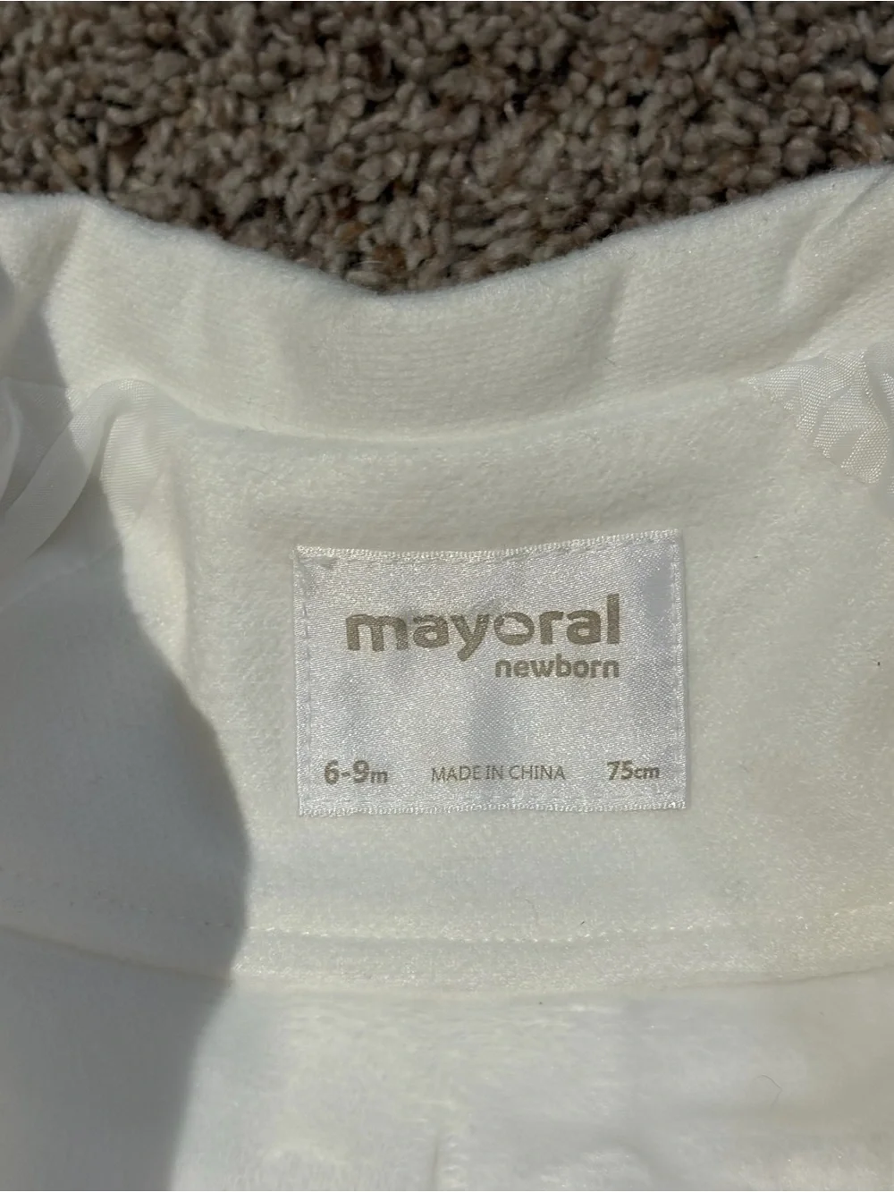 Mayoral Cream Girls' Pea Coat with Peter Pan Collar